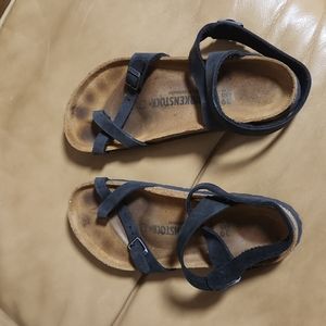$130 Women’s Birkenstock Yara Black Leather Strappy Sandals